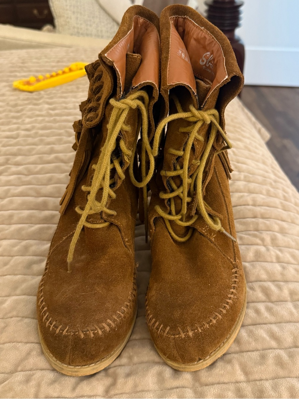Fringe suede boots